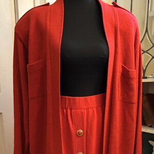 St John Two Piece Skirt Set in Red